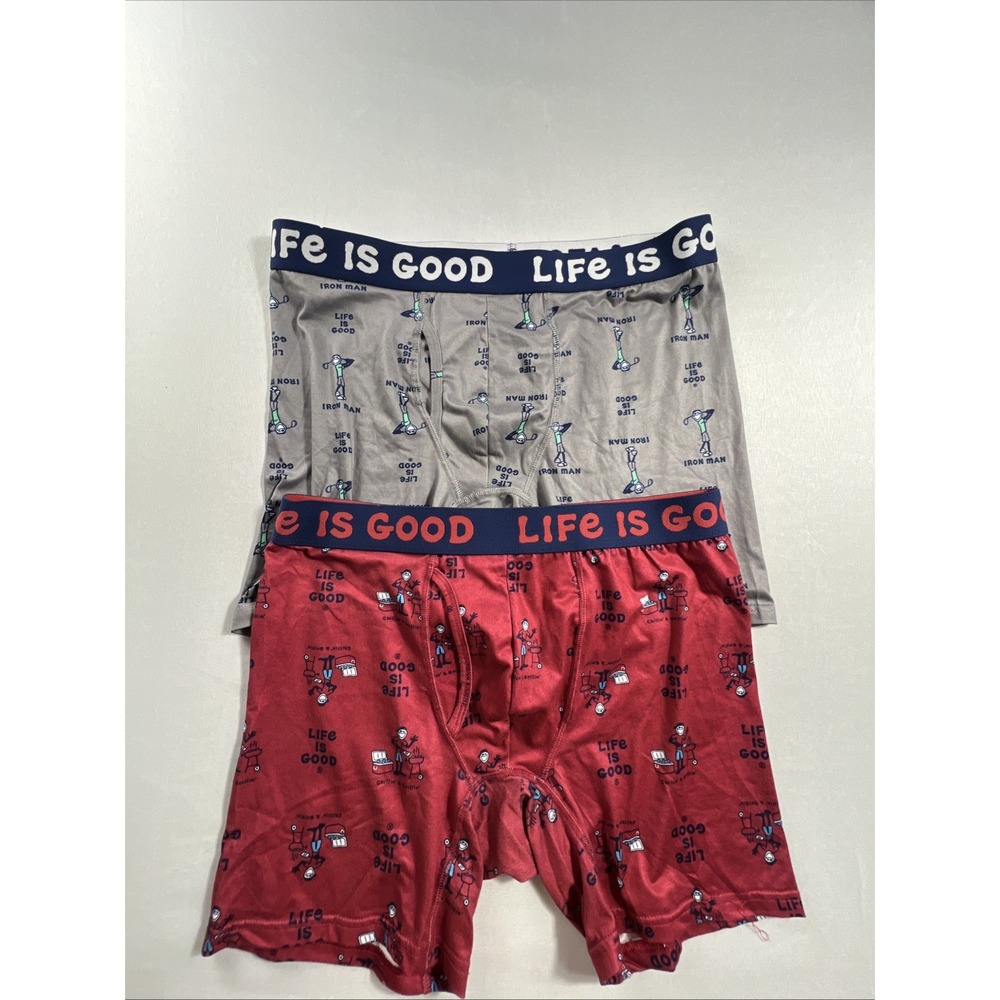 Life is Good 2 LG Men Boxer Brief Polyester Spandex w/Fly Pouch Washed Not Worn